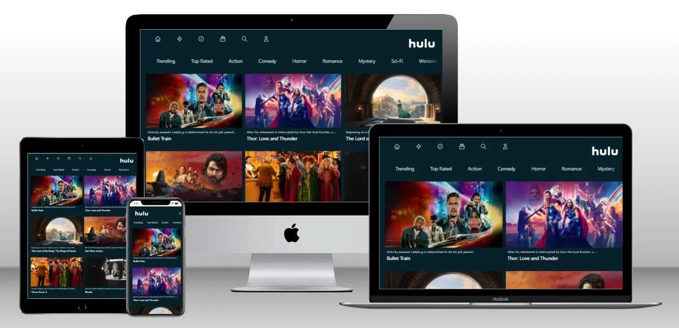 Hulu UI clone mockup image
